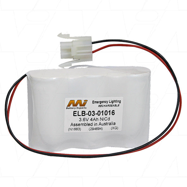 MI Battery Experts ELB-03-01016 3.6V 4Ah NiCd Emergency Lighting Battery Pack - Reliable Backup Power for Critical Safety Systems