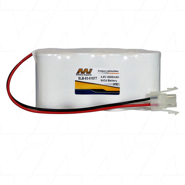 MI Battery Experts ELB-03-01077 4.8V 4Ah NiCd Battery Pack for Emergency Lighting & Medical Equipment - Industrial-Grade