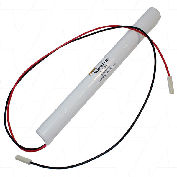 MI Battery Experts ELB-03-01207 NiCd Emergency Lighting Battery Pack - 7.2V 1.6Ah for Exit Signs & Safety Systems