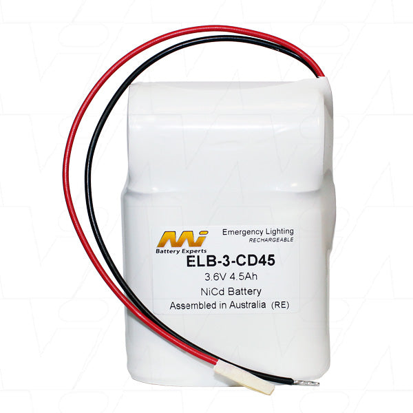 MI Battery Experts ELB-3-CD45 Industrial NiCd Battery Pack 3.6V 4.5Ah for Emergency Lighting & Critical Equipment
