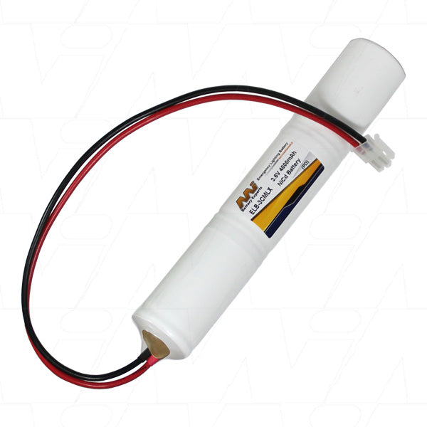 MI Battery Experts ELB-3CMLX 3.6V 4Ah NiCd Emergency Lighting Battery Pack - Industrial-Grade Backup Power for Exit Signs & Safety Systems