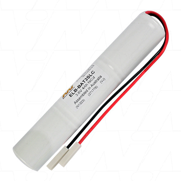 MI Battery Experts ELB-BAT3SLC Emergency Lighting NiCd Battery Pack - 3.6V 4Ah, 14.4Wh, for Exit Signs & Safety Systems