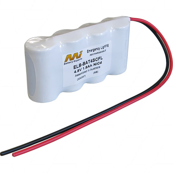 MI Battery Experts ELB-BAT4SCFL 4.8V 1.8Ah NiCd Battery Pack for Emergency Lighting Systems - Professional-Grade Power Solution