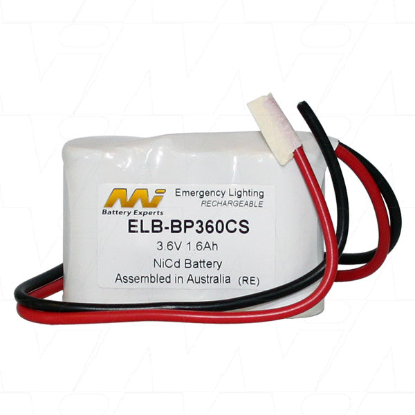 Emergency Lighting Battery MI Battery Experts ELB-BP360CS 3.6V NiCd 1.6Ah for Commercial Backup Systems