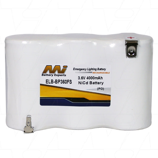 MI Battery Experts ELB-BP360FS 3.6V 4Ah NiCd Emergency Lighting Battery for Commercial Buildings, 14.4Wh Backup Power
