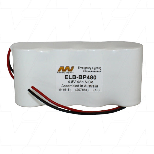 MI Battery Experts ELB-BP480 4.8V 4Ah NiCd Emergency Lighting Battery - Rapid Response, 19.2Wh, UL-Recognized