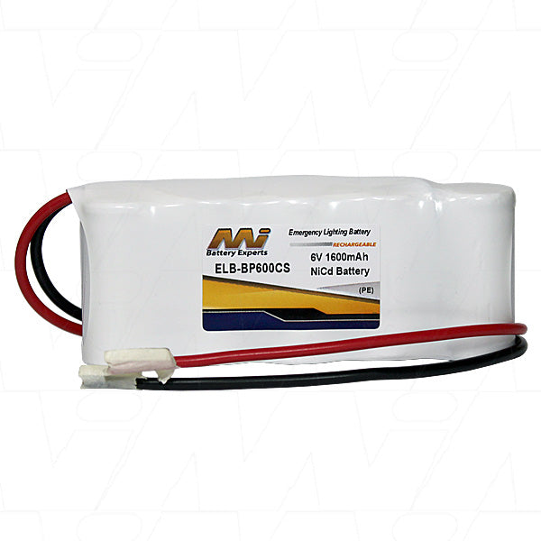 MI Battery Experts ELB-BP600CS 6V 1.6Ah NiCd Battery Pack for Emergency Lighting & Industrial Equipment - Reliable Cold-Weather Performance