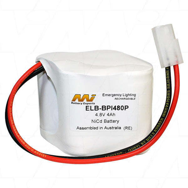 MI Battery Experts ELB-BPI480 4.8V 4Ah NiCd Emergency Lighting Battery - UL-Listed, 5+ Year Life, Quick-Response Activation