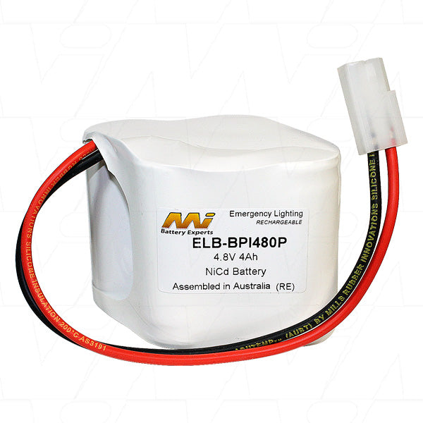 MI Battery Experts ELB-BPI480P 4.8V 4Ah NiCd Emergency Lighting Battery - Industrial-Grade Backup Power for Exit Signs & Safety Systems