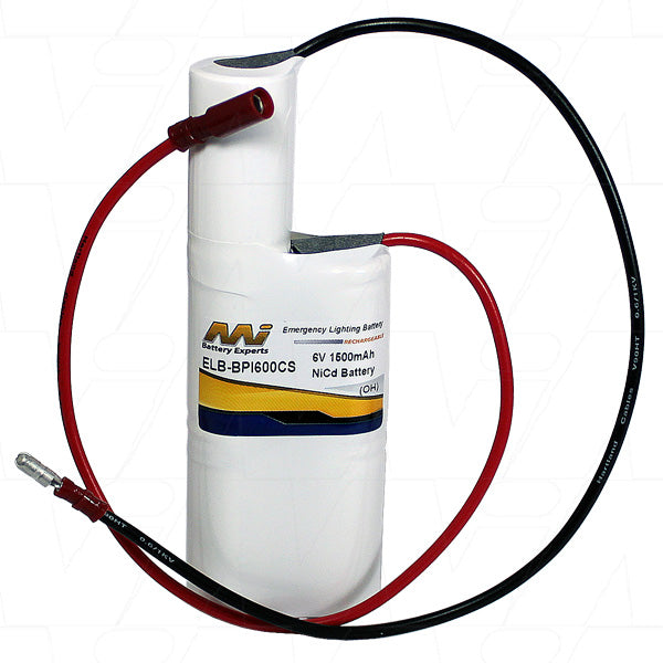 MI Battery Experts ELB-BPI600CS 6V 1.6Ah NiCd Emergency Lighting Battery Pack - Reliable Backup Power for Commercial Safety Systems