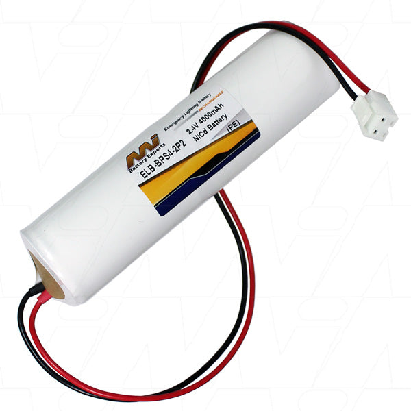 MI Battery Experts ELB-BPS4-2P2 Professional NiCd Battery Pack - 2.4V 4Ah for Emergency Lighting & Industrial Equipment