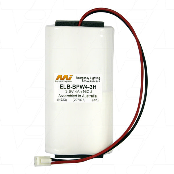 MI Battery Experts ELB-BPW4-3H Professional NiCd Battery Pack 3.6V 4Ah for Industrial Equipment & Emergency Systems