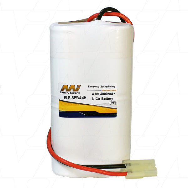 MI Battery Experts ELB-BPW4-4H Professional NiCd Battery Pack 4.8V 4Ah for Emergency Lighting & Industrial Equipment