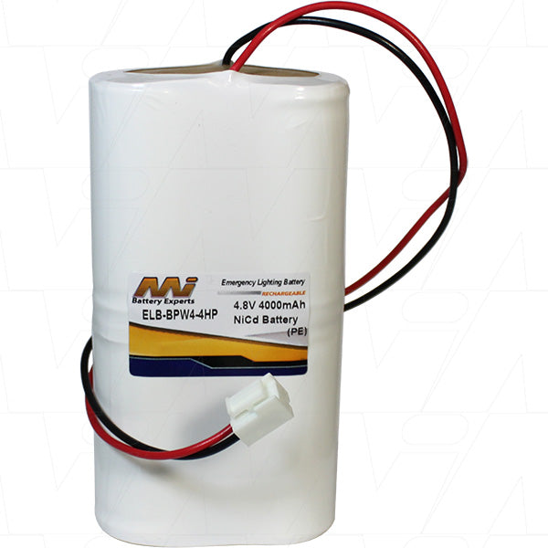 MI Battery Experts ELB-BPW4-4HP 4.8V NiCd Battery Pack for Emergency Lighting Systems - 4.0Ah Capacity, Quick-Charging, Industrial-Grade Reliability