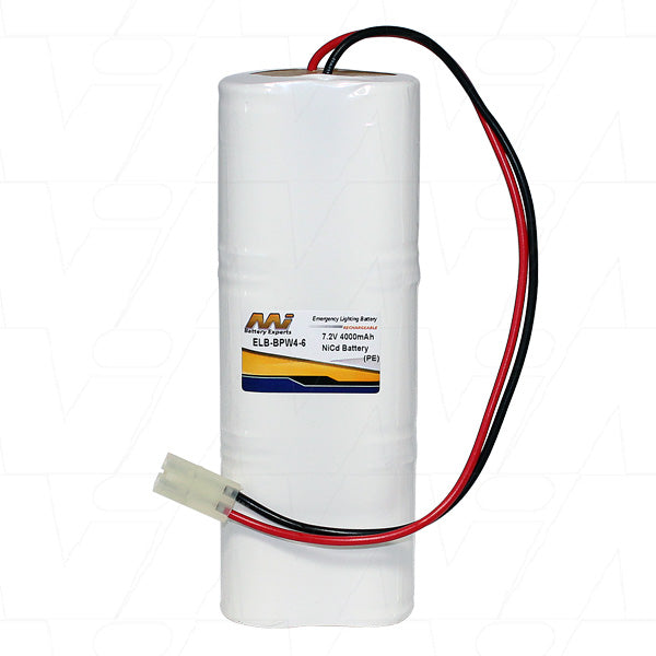 MI Battery Experts ELB-BPW4-6 Professional NiCd Battery Pack - 7.2V, 4Ah, 28.8Wh for Emergency Lighting & Industrial Tools