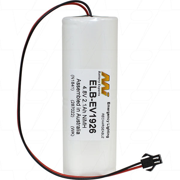 MI Battery Experts ELB-EV1926 4.8V NiMH Emergency Lighting Battery Pack - 2.1Ah Capacity, 10.1Wh, for Exit Signs & Backup Power
