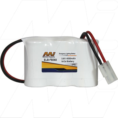 MI Battery Experts ELB-FB360 3.6V 4Ah NiCd Battery Pack for Emergency Lighting & Industrial Controls - Long-Lasting Power