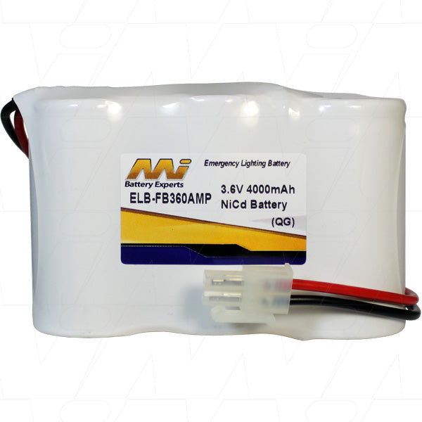 MI Battery Experts ELB-FB360AMP 3.6V 4Ah NiCd Battery Pack for Emergency Lighting & Industrial Control - Professional-Grade Power Solution