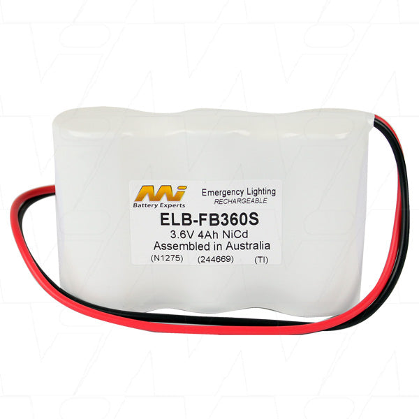 MI Battery Experts ELB-FB360S 3.6V 4Ah NiCd Emergency Lighting Battery Pack for Commercial & Industrial Backup Systems