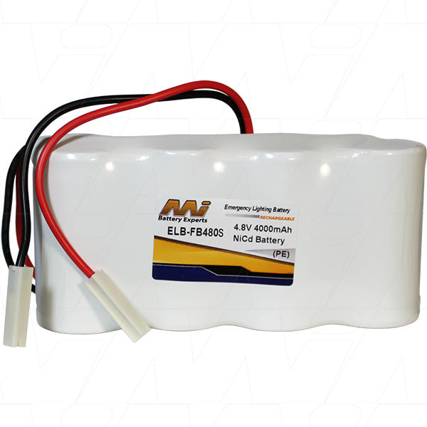 MI Battery Experts ELB-FB480S 4.8V NiCd Industrial Battery Pack - 4Ah Capacity, 1000+ Cycles, Emergency Lighting & Power Tool Ready