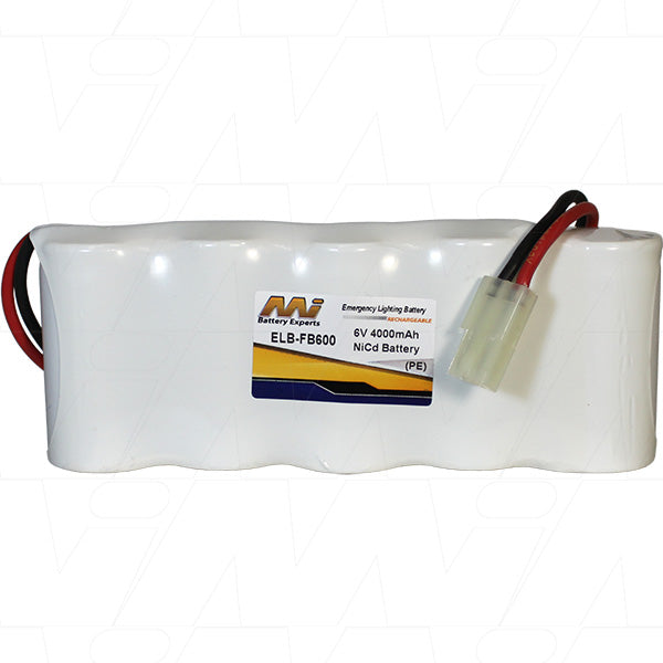 MI Battery Experts ELB-FB600 6V 4Ah NiCd Emergency Lighting Battery Pack - Professional-Grade Backup Power for Commercial Safety Systems
