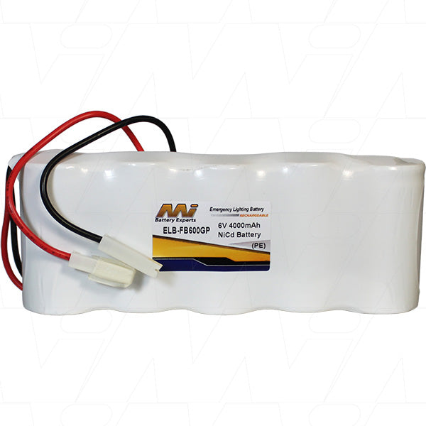 MI Battery Experts ELB-FB600GP 6V NiCd Emergency Light Battery - 4Ah Capacity, 24.0Wh, 32.4x63mm, 618g Professional-Grade Backup Power