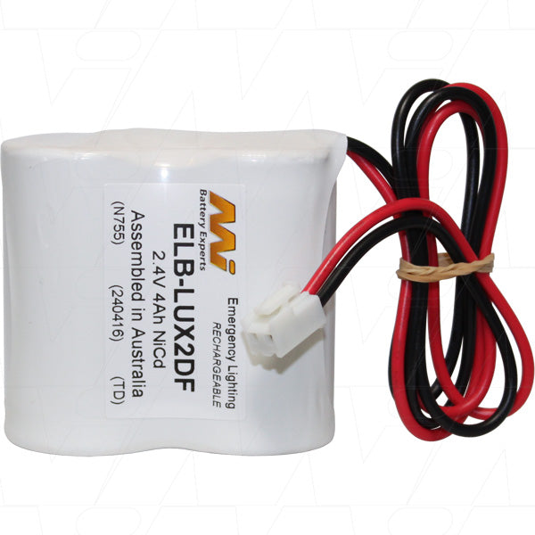 MI Battery Experts ELB-LUX2DF 2.4V 4Ah NiCd Emergency Lighting Battery - UL-Recognized, 9.6Wh Backup Power for Exit Signs & Safety Systems