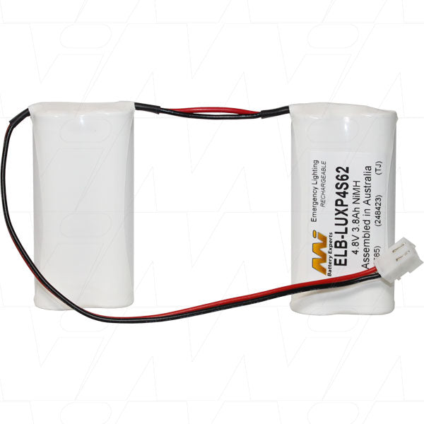 ELB-LUXP4S62 Emergency Lighting Battery Pack 4.8V NiMH, 3.8Ah, 18.2Wh, 4/18700 Cells for Commercial & Industrial Use