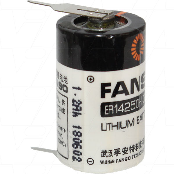 FANSO ER14250H/2PT 1/2AA 3.6V Lithium Battery Compact 1.2Ah Memory Backup Power for Industrial Controls & Smart Meters