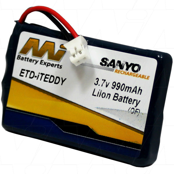MI Battery Experts ETB-iTEDDY 3.7V 990mAh Li-Ion Battery for Portable Electronics - Compact 32.1x48.2mm, 21g, Pro-Grade Power