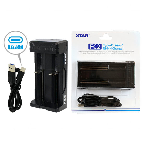XTAR FC2C Professional 2A Battery Charger Precision Charging, Compact Design, 62g Lightweight, Metal Build, Ideal for Workshops & Field Use