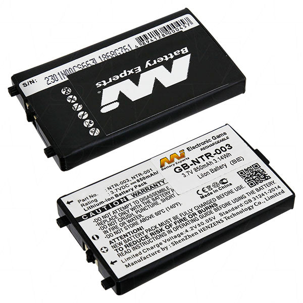 MI Battery Experts GB-NTR-003 High-Capacity 850mAh Lithium-Ion Gaming Battery for Extended Play, 3.7V, 19g Ultra-Light