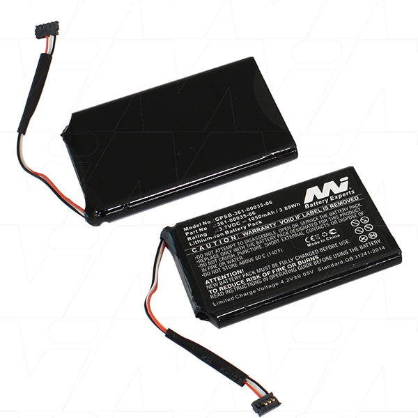 MI Battery Experts GPSB-361-00035-06-BP1 Professional GPS Battery 1.05Ah Capacity, 3.7V, 60g Lightweight, Compact Design for Reliable Navigation