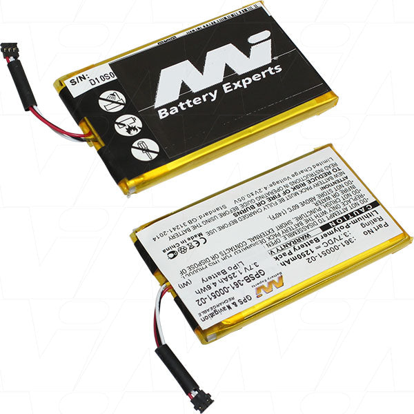 Professional GPS Battery Pack MI Battery Experts GPSB-361-00051-02-BP1 3.7V 1.25Ah LiPo for Surveying & Navigation Devices