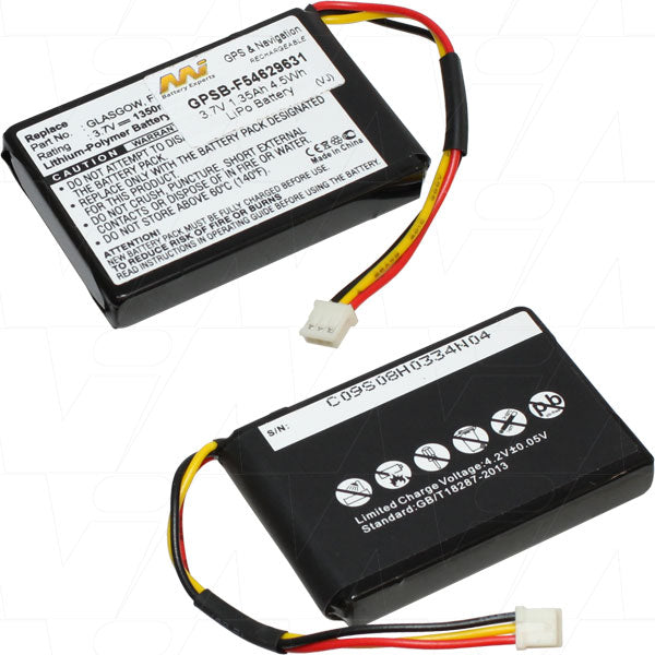 GPS Battery Pack GPSB-F54629631 3.7V 1.35Ah LiPo, 5.0Wh Output, Ultra-Lightweight 24g for Professional Navigation