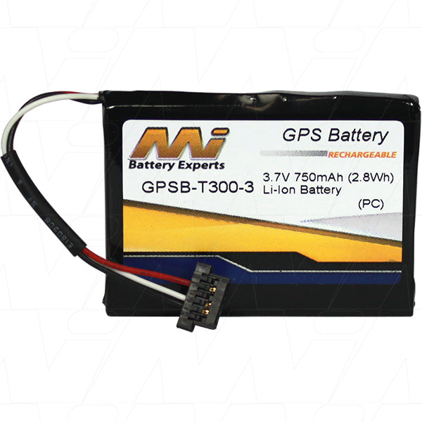 Professional-Grade GPS Battery Pack MI Battery Experts GPSB-T300-3-BP1 - 750mAh, 3.7V LiIon, 2.8Wh for Reliable Navigation