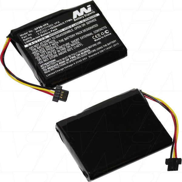 MI Battery Experts GPSB-VFA-BP1 Professional GPS Battery Pack - 3.7V, 1.02Ah, 3.8Wh Lithium-Ion Power for Reliable Navigation