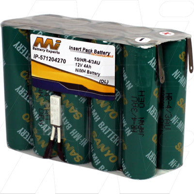MI Battery Experts IP-571204270 12V 4Ah NiMH Battery Pack for Industrial & Professional Equipment, Compact & Reliable
