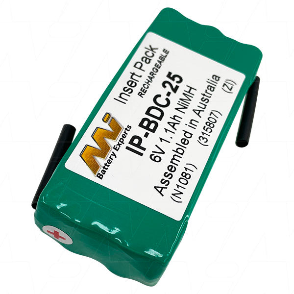 MI Battery Experts IP-BDC-25: 6V 1.1Ah NiMH Battery Pack for Professional Electronics & Tools