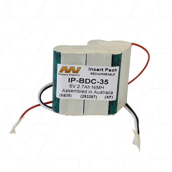 MI Battery Experts IP-BDC-35 Professional 6V 2.7Ah NiMH Battery Pack for Reliable Power in Compact Equipment