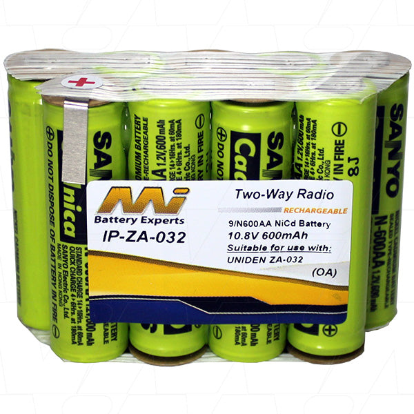 MI Battery Experts IP-ZA-032 Professional NiCd Two-Way Radio Battery - 10.8V, 600mAh, 6.5Wh for Reliable Communication