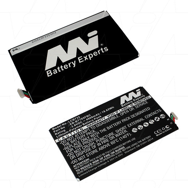 MI Battery Experts LCB732 4.9Ah Lithium Polymer Tablet Battery - 3.8V, 18.6Wh, Ultra-Slim 3.48mm Profile for All-Day Power