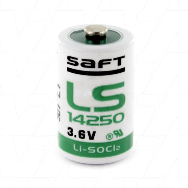 Saft LS14250 3.6V Lithium Thionyl Chloride Battery - 1/2AA Size for Industrial Memory Backup & PLC Systems