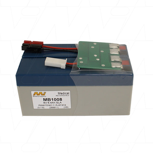 MI Battery Experts MB1008 8V 6.4Ah SLA Battery for Medical Equipment - Maintenance-Free, 51.2Wh, Safety Certified