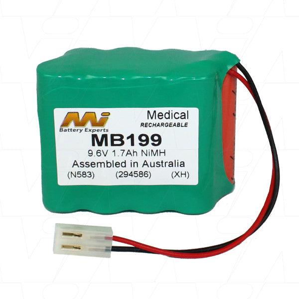 MI Battery Experts MB199 9.6V NiMH Medical Equipment Battery - Reliable Power for Critical Applications (1.7Ah, 16.3Wh)