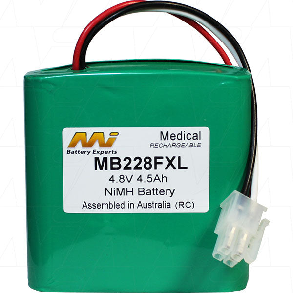 MI Battery Experts MB228FXL 4.8V 4.5Ah NiMH Medical Equipment Battery - Hospital-Grade Power for Critical Devices