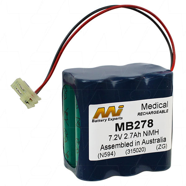 MI Battery Experts MB278 7.2V 2.7Ah NiMH Medical Battery - Reliable Power for Critical Healthcare Equipment & Devices