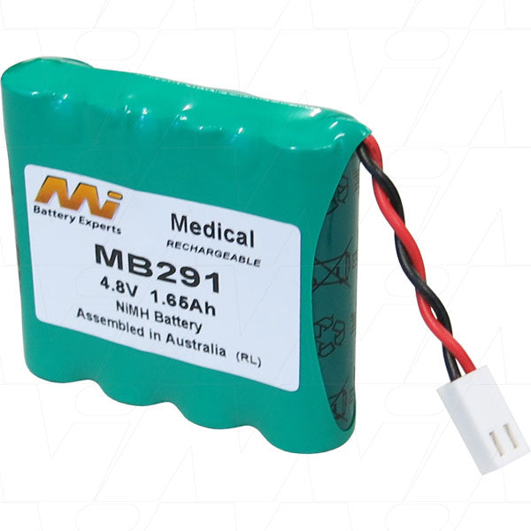 MI Battery Experts MB291 4.8V NiMH Medical Battery - 1.6Ah Capacity for Portable Devices & Patient Monitoring Equipment