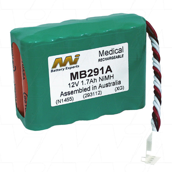 MI Battery Experts MB291A Medical NiMH Battery 12V 1.7Ah for Portable Diagnostic Devices & Patient Monitors