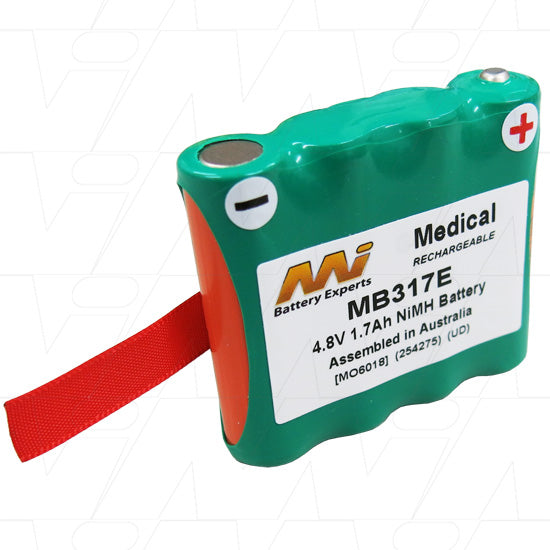 MI Battery Experts MB317E 4.8V NiMH Medical Battery Pack - 1.7Ah Capacity for Portable Diagnostics & Patient Monitoring